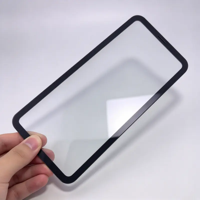 Industrial HMI cover glass panel with black border for touchscreen display applications