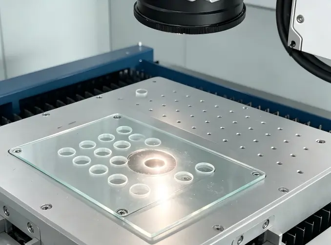 Laser hole drilling machine processing for custom glass cover panel