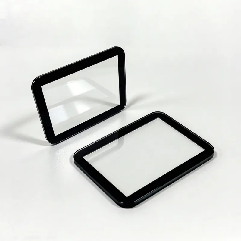 Medical device cover glass panel with black border for touchscreen equipment protection