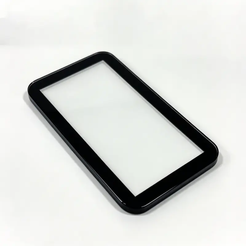 OEM medical device touchscreen cover glass panel with durable black silk screen border