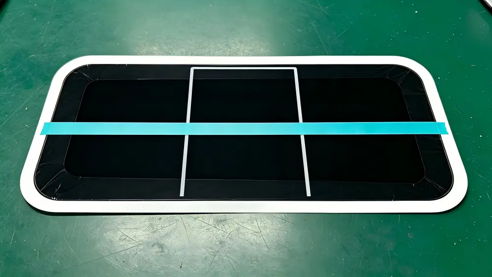 adhesive bonding solution for large size cover glass