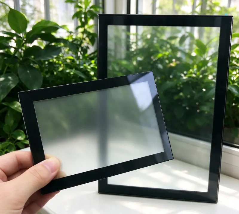 Side-by-side comparison of AG anti-glare glass and regular glass
