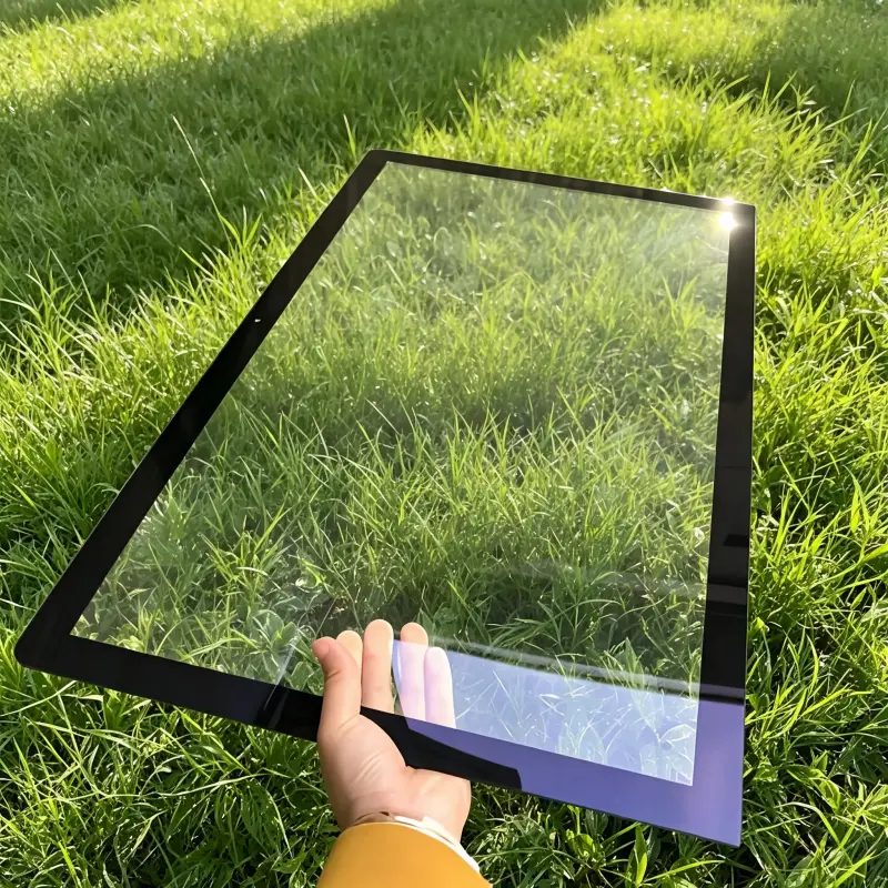 AR anti-reflective glass cover panel demonstrating exceptional clarity and reduced glare in bright outdoor sunlight