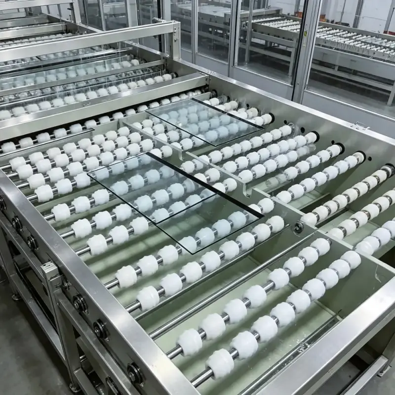 flat brush water cleaning technology for cover glass panels
