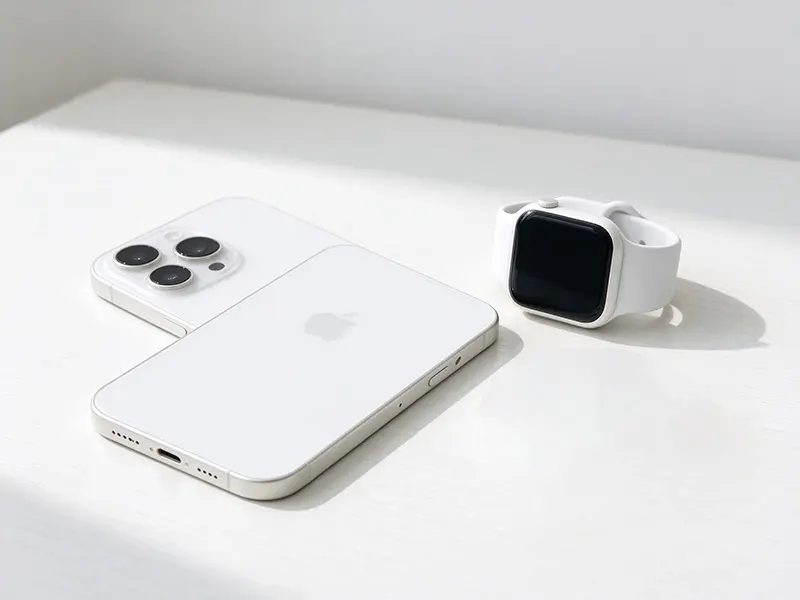smartphone and smartwatch showcasing premium minimalist design aesthetics for consumer electronics