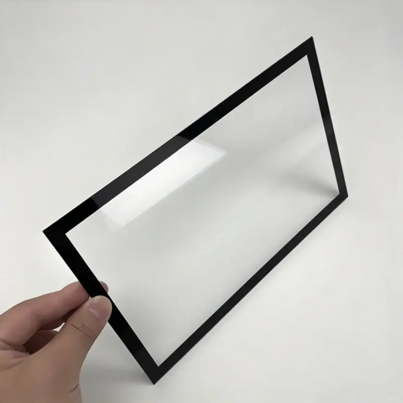 Rectangular electronic glass sheet with customized black border dimensions
