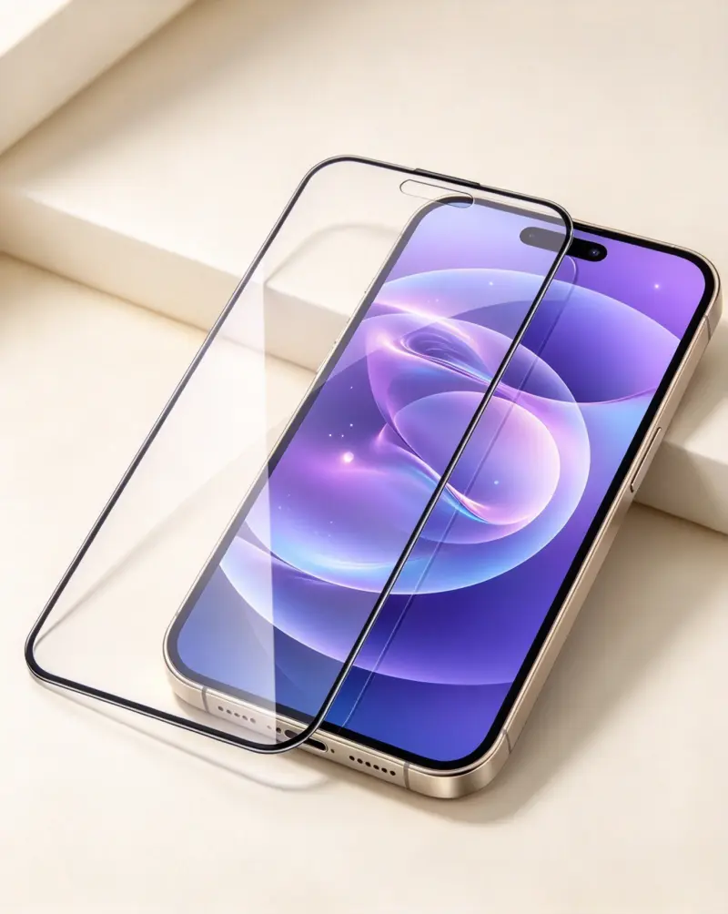 High-definition clear glass film demonstrating superior optical clarity and seamless integration with mobile display
