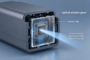 Custom glass window for optical sensor modules used in precision optical sensing applications